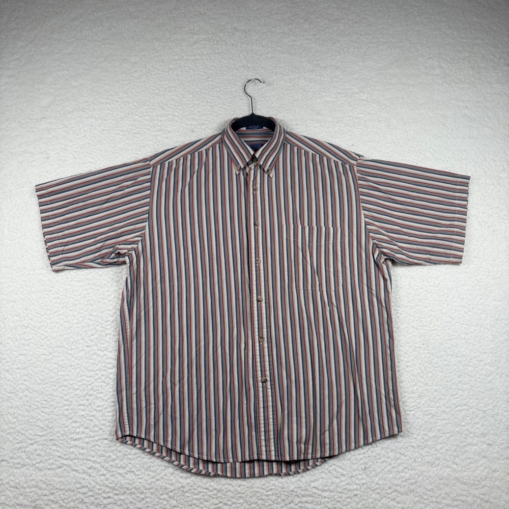Vtg Pendleton Button Down Shirt Mens Short Sleeve Striped Cotton M Multi-Color